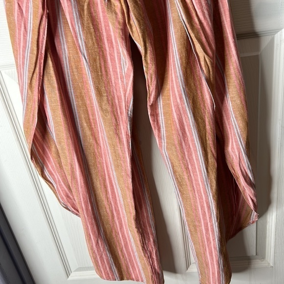 DREW Emerson Wide Split Leg Strapless Linen Blend Striped Romper Size Small - Picture 16 of 16
